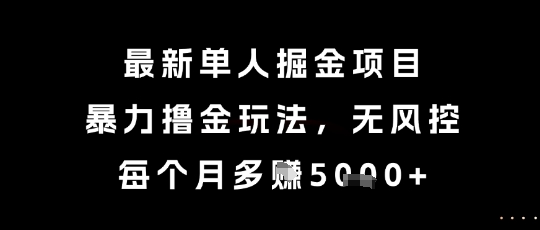 最新单人掘金项目，暴力撸金玩法，无风控，每个月多挣5k+【揭秘】-16888副业资讯