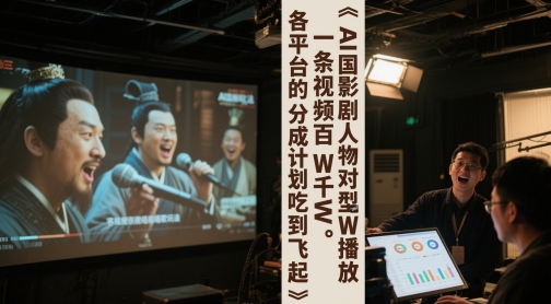 AI三国影视剧人物对口型唱歌玩法，一条视频百W千W播放，各平台的分成计划吃到飞起-16888副业资讯
