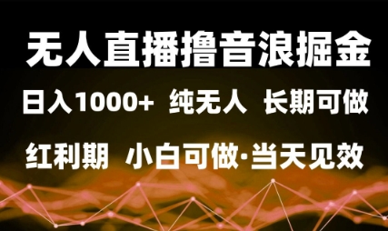 无人直播撸音浪掘金，日入1k+，纯无人红利期，小白可做，当天见效【揭秘】-16888副业资讯