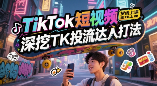 TikTok短视频带货线上课，深挖TK投流达人打法-16888副业资讯