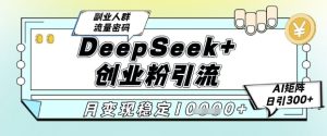 DeepSeek+创业粉精准引流,全新分享课4.0玩法,AI矩阵日引300+,多种变现方式,稳定月入1W-16888副业资讯