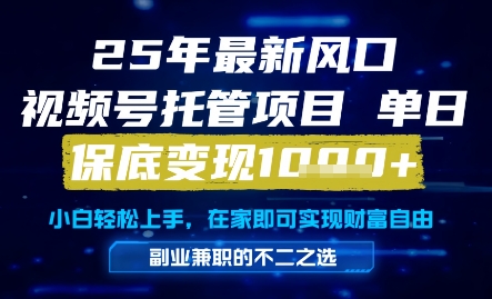 25年最新风口，视频号托管项目，单日保底变现1k+，手把手教学【揭秘】-16888副业资讯