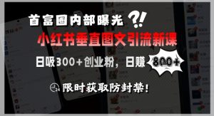 首富圈内部曝光小红书垂直图文引流新课，日吸300+创业粉，日入8张+，限时获取防封禁-16888副业资讯