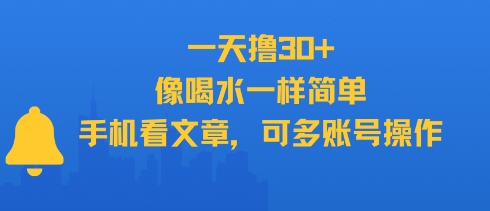 一天撸30+，像喝水一样简单，手机看文章，可多账号操作-16888副业资讯