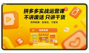 拼多多实战运营课,不讲废话只讲干货,简单粗暴,能落地,可复制-16888副业资讯