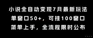 小说全自动变现7月玩法，单窗口50+，可挂100窗口，简单上手，全流程限时公布【揭秘】-16888副业资讯
