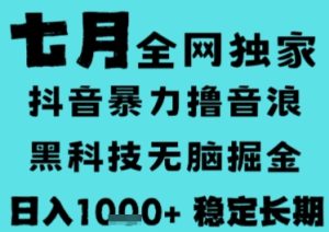 7月最新风口抖音无人直播撸音浪，长期稳定，非短期，全自动运行，低门槛无脑，日入1k+【揭秘】-16888副业资讯