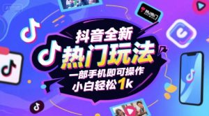 抖音全新热门玩法，一部手机即可操作，小白轻松1k【揭秘】-16888副业资讯