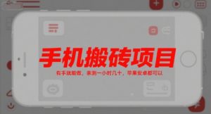 手机搬砖项目,有手就能做,亲测一小时几十,苹果安卓都可以-16888副业资讯