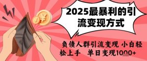 2025年最暴利的引流变现方式，负债人群引流变现，小白轻松上手，日入1k-16888副业资讯