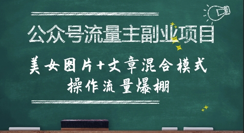 公众号流量主副业项目，美女图片+文章混合模式操作流量爆棚-16888副业资讯