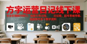 方宇运营日记线下课，包含剪辑制作技巧、拍摄引导过程、起号思维导图、选题等多个教学资料-16888副业资讯