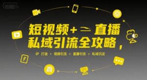 短视频+直播私域引流全攻略，IP打造 +视频引流 +直播引流 +私域沉淀-16888副业资讯