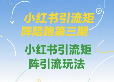 小红书引流矩阵陪跑第三期，小红书引流矩阵引流玩法-16888副业资讯