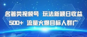 名著类视频号 玩法新颖日收益500+ 流量火爆目标人群广-16888副业资讯