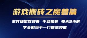 游戏搬砖之魔兽篇,稳定吃排骨每天3小时【揭秘】-16888副业资讯