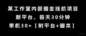某工作室内部掘金挂G项目，新平台，每天30分钟，单机30+【揭秘】-16888副业资讯