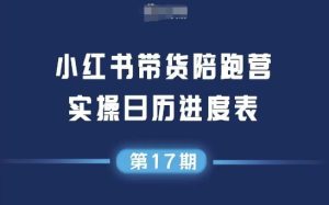 小红书第17期带货陪跑营,不囤货,无不直播,无不投流,通过选品+笔记内容+测品+笔记铺量+矩阵运营打爆款-16888副业资讯