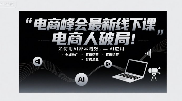 电商峰会最新线下课，电商人破局，如何用AI降本增效，AI应用-全域推广-直播运营-付费流量-16888副业资讯