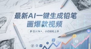最新AI一键生成铅笔画爆款视频,多平台分发,日 入1k+,小白轻松上手【揭秘】-16888副业资讯