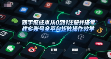 新手低成本从0到1注册并搭建多账号全平台矩阵操作教学，手机号-邮箱-IP-工具-16888副业资讯