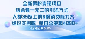 全新男粉变现项目引流人群35以上的男粉消费能力大 经过实测单日变现1k+-16888副业资讯