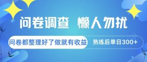 问卷调查，懒人勿扰，问卷都整理好了单价不等，做就有收益，熟练后单日3张【揭秘】-16888副业资讯