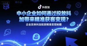 中小企业如何通过投放抖加带来精准获客变现？企业实体抖加投放精准变现秘籍-16888副业资讯