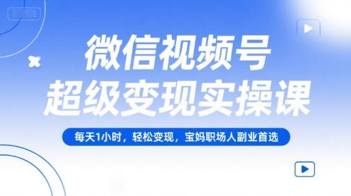 微信视频号超级变现实操课，每天1小时，轻松变现，宝妈职场人副业首选-16888副业资讯