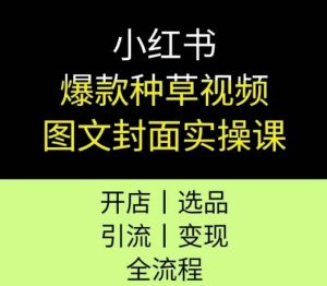 小红书爆款种草视频图文封面实操课，开店、选品、引流、变现全流程-16888副业资讯