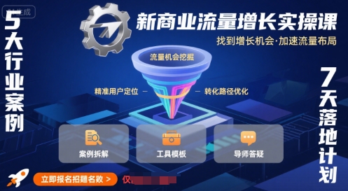 新商业流量增长实操课，找到增长机会，加速流量布局-16888副业资讯