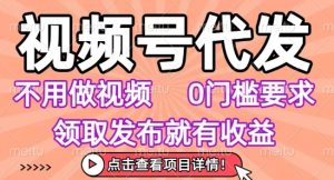 视频号代发,不用剪辑不用做视频,0门槛要求,领取发布就有收益,任务没有无上限,小白轻松上手【揭秘】-16888副业资讯