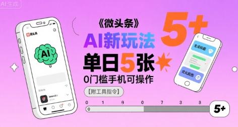 微头条AI新玩法，小白单日5张+，0门槛手机可操作【附工具指令】-16888副业资讯