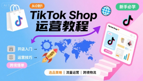 TikTok Shop从0到1运营教程，TikTok跨境电商新手必学课程-16888副业资讯