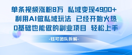 单条视频私域变现4.9k+利用AI做私域玩法 已经开始火热0基础也能做的副业项目轻松上手-16888副业资讯