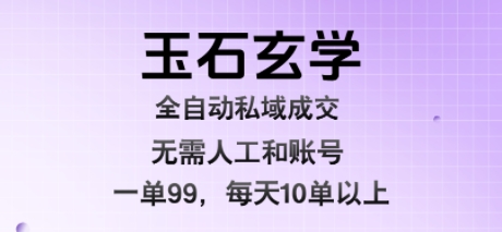 玉石玄学全自动私域成交，一单99每天十单以上，无需人工和矩阵账号，蓝海项目直接干【揭秘】-16888副业资讯