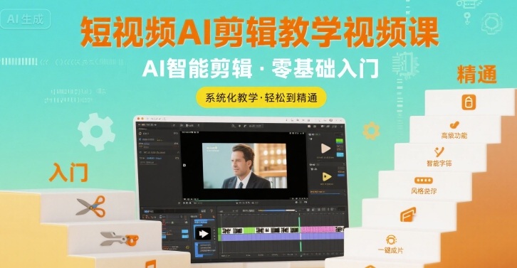短视频AI剪辑教学视频课，入门到精通-16888副业资讯