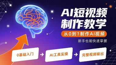 AI短视频制作教学，从0到1制作AI视频-16888副业资讯