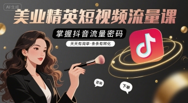 美业精英短视频流量课，掌握抖音流量密码，天天有询单，条条有转化-16888副业资讯