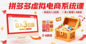 拼多多虚拟电商系统课,单店日入3位数,单人可管理3-8家店【附货源】-16888副业资讯