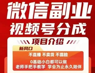 微信副业视频号分成，不直播 不卖货 不露脸，三五分钟即可完成一条作，每日收益几十、几张不等-16888副业资讯