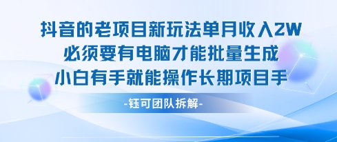 老项目新玩法单月收入2W小白有手就能操作长期项目-16888副业资讯