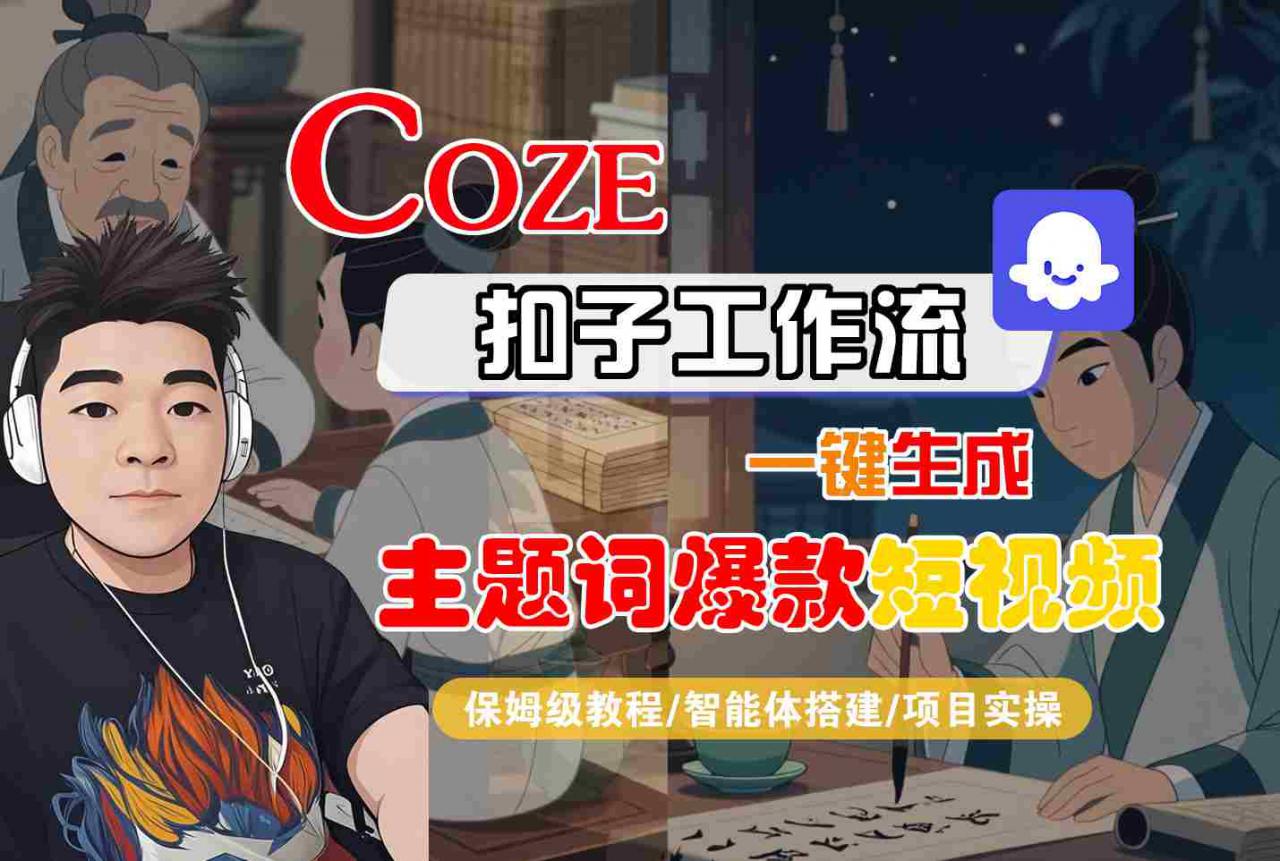 COZE扣子工作流一键生成主题词爆款短视频，保姆级教程-智能体搭建-项目实操-16888副业资讯