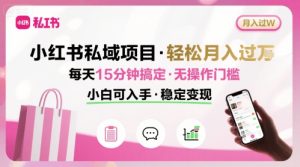 小红书私域项目 月入过W非常轻松 每天15分钟即可搞定,无任何操作门槛,小白可入手-16888副业资讯