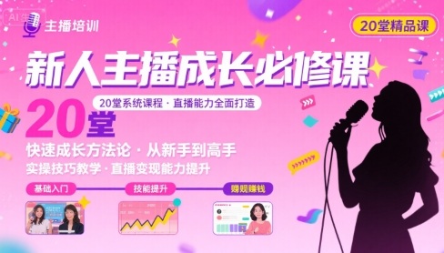 新人主播必学的20堂培训课，让主播快速成长的必学课程，帮你直播能力快速打造的实操方法-16888副业资讯