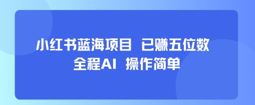 小红书蓝海项目，全程AI，操作简单，已挣五位数-16888副业资讯