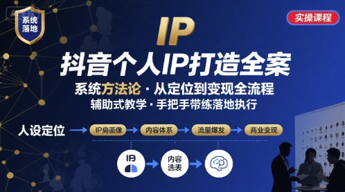 抖音个人IP系统落地实操大课，实操课程，辅助落地-16888副业资讯