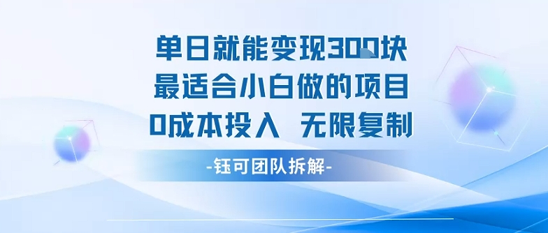 单日就能变现3张最适合小白做的项目0成本投入 无限复制-16888副业资讯