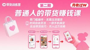小红书带货第二期训练营，普通人月收过W的带货课，时间自由，零门槛无压货，一部手机即可操作-16888副业资讯