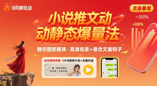 8月小说推文全新玩法，动静态图片+搭配小说文案爆量玩法-16888副业资讯